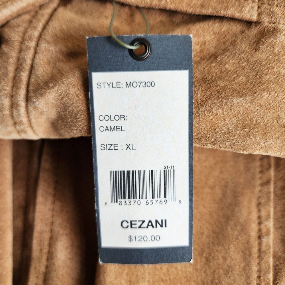 NWT Cezani Men's Genuine Suede Leather Jacket Camel Brown Zip Quilted Lined XL - Picture 9 of 16